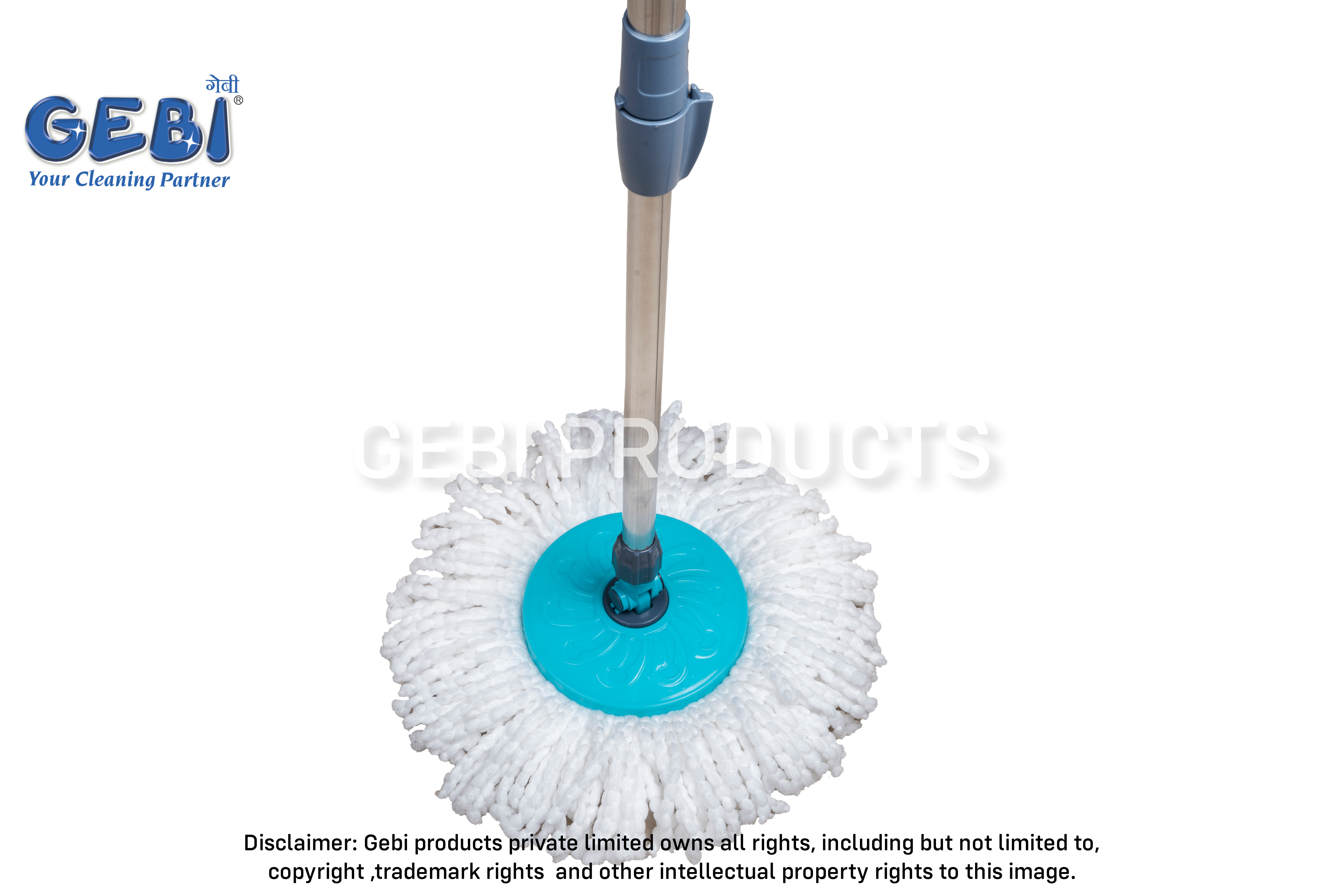 Gebi Super Spin Bucket Mop - High Quality Plastic 12 Liter Capacity | Microfiber Cleaning Technology 360 Degree Rotation Long Sturdy Handle Efficient Water Drain Plug