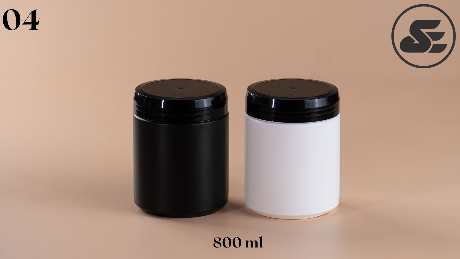 Protein Powder Containers - Plastic, 60cc/100cc/200cc/400cc Sizes, Round Shape, White Color - Screw Cap Seal, Screen Printing Surface Handling
