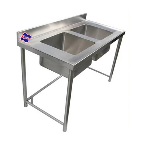Two Sink Unit - Stainless Steel, Rectangle Shape | Silver Finish For Canteens, Hospitals, Hotels, Motels, Restaurants