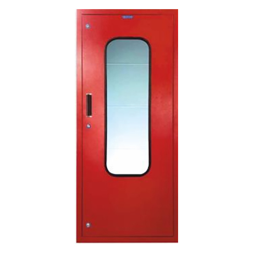 Fire Shaft Door - GI/CRCA Sheets 1.6/1.2 mm Thick | PO Red Powder Coated Finish, 5 mm Clear Glass, Customized Design Available, Locking Arrangement, Suitable for Residential and Commercial Use
