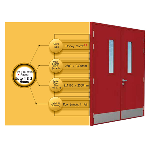 Double Leaf Metal Fire Rated Door - Color: Customizable ( Finished In Powder Coating In Desired Ral Shade Code)