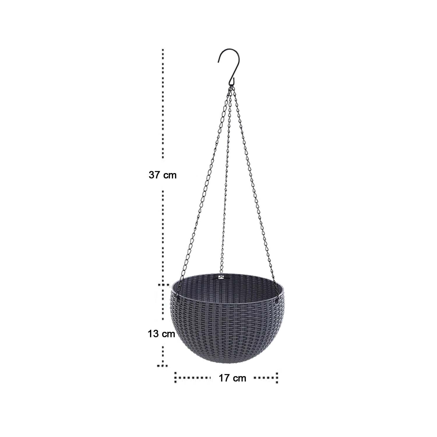 Plastic Hanging Flower Pot And Flower Pot With Chain (6 Pc) (4708) - Plastic Material, 20x20x40 Cm Size, Multi/assorted Color | Ideal For Indoor And Outdoor Use