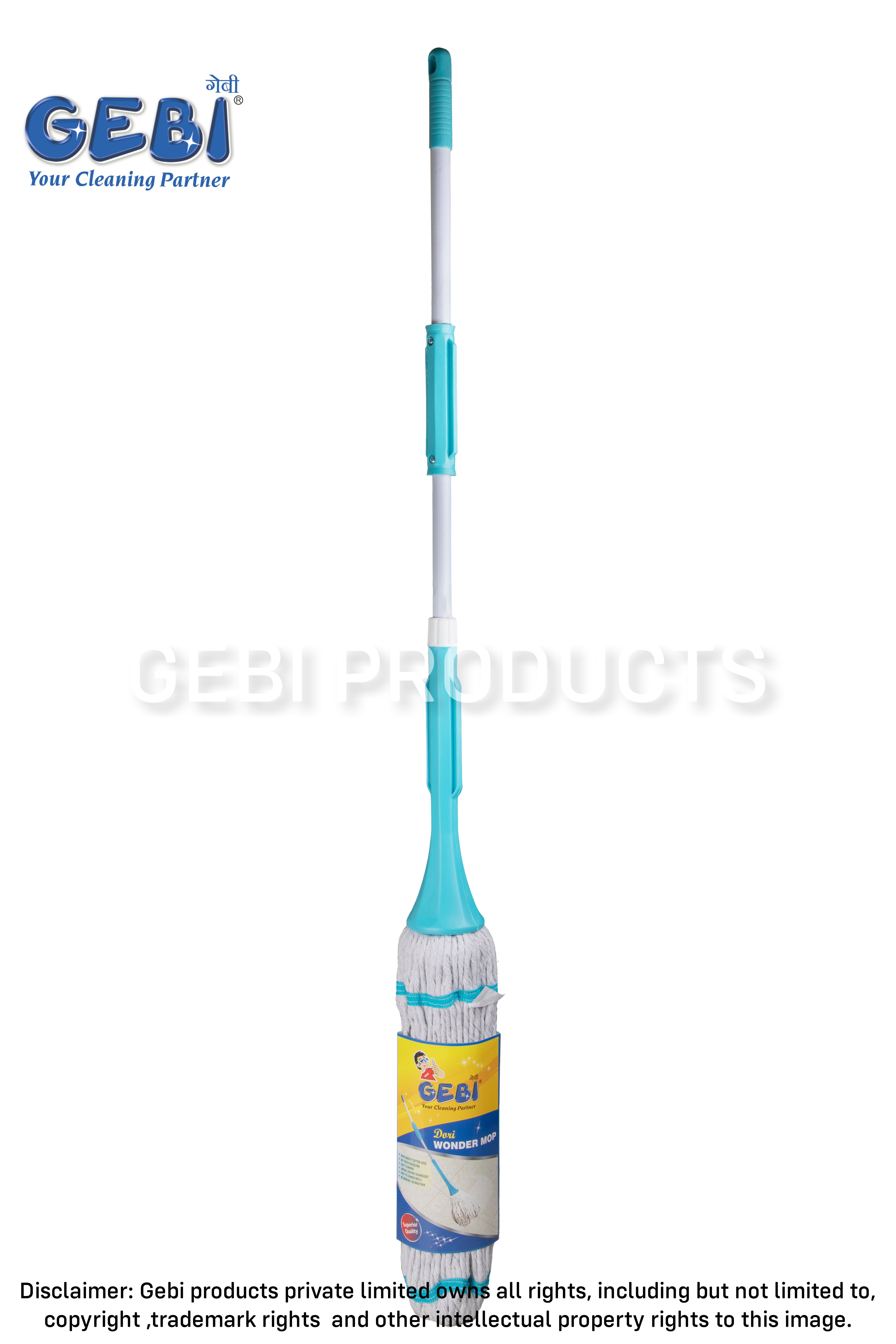Gebi Dori Wonder Mop - High-quality Cotton, No Touch Squeeze Technology | Effortless Floor Cleaning, Quick Refill With Unique Locking Mechanism
