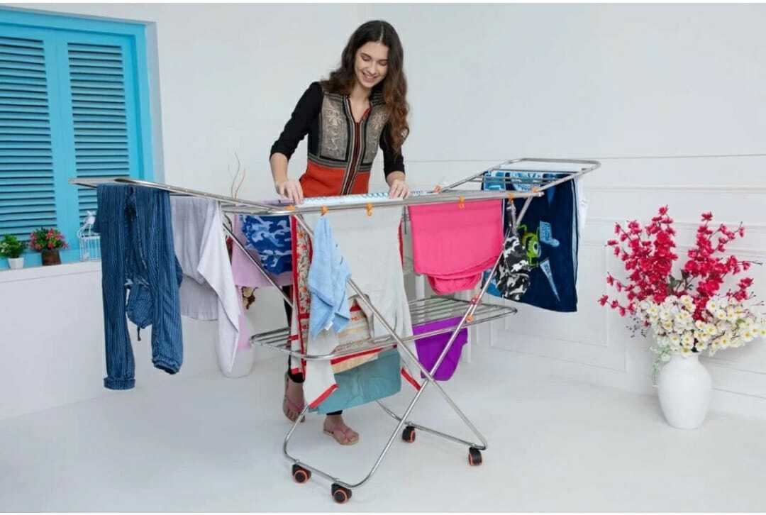 Super Heavy Floor Cloth Drying Stand - Color: Chrome