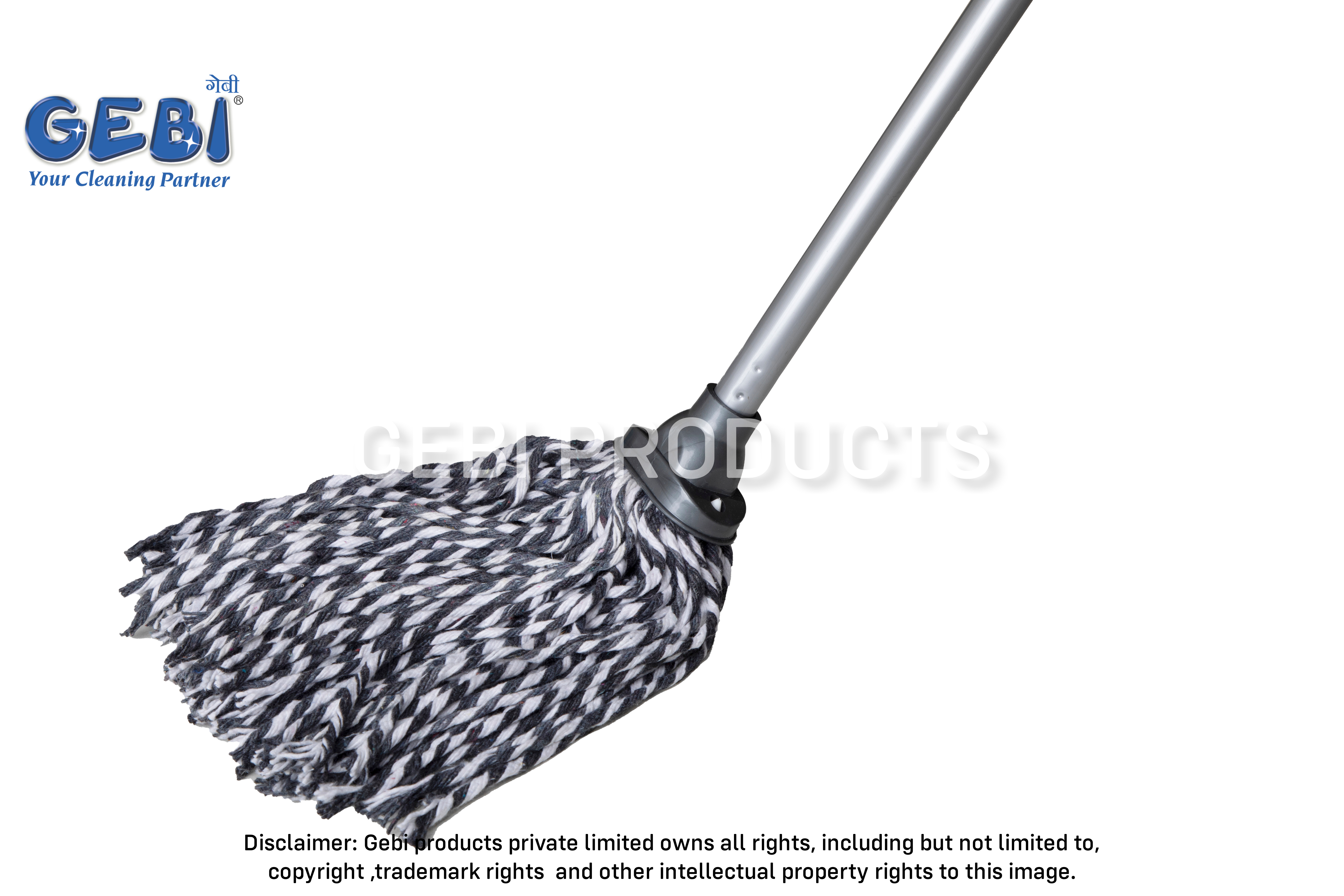 Superior Cotton Round Mop 350 Floor Mop - Pp Virgin Material With Cotton Thread | High Water Absorption Adjustable Knob Ergonomic Handles For Comfortable Cleaning