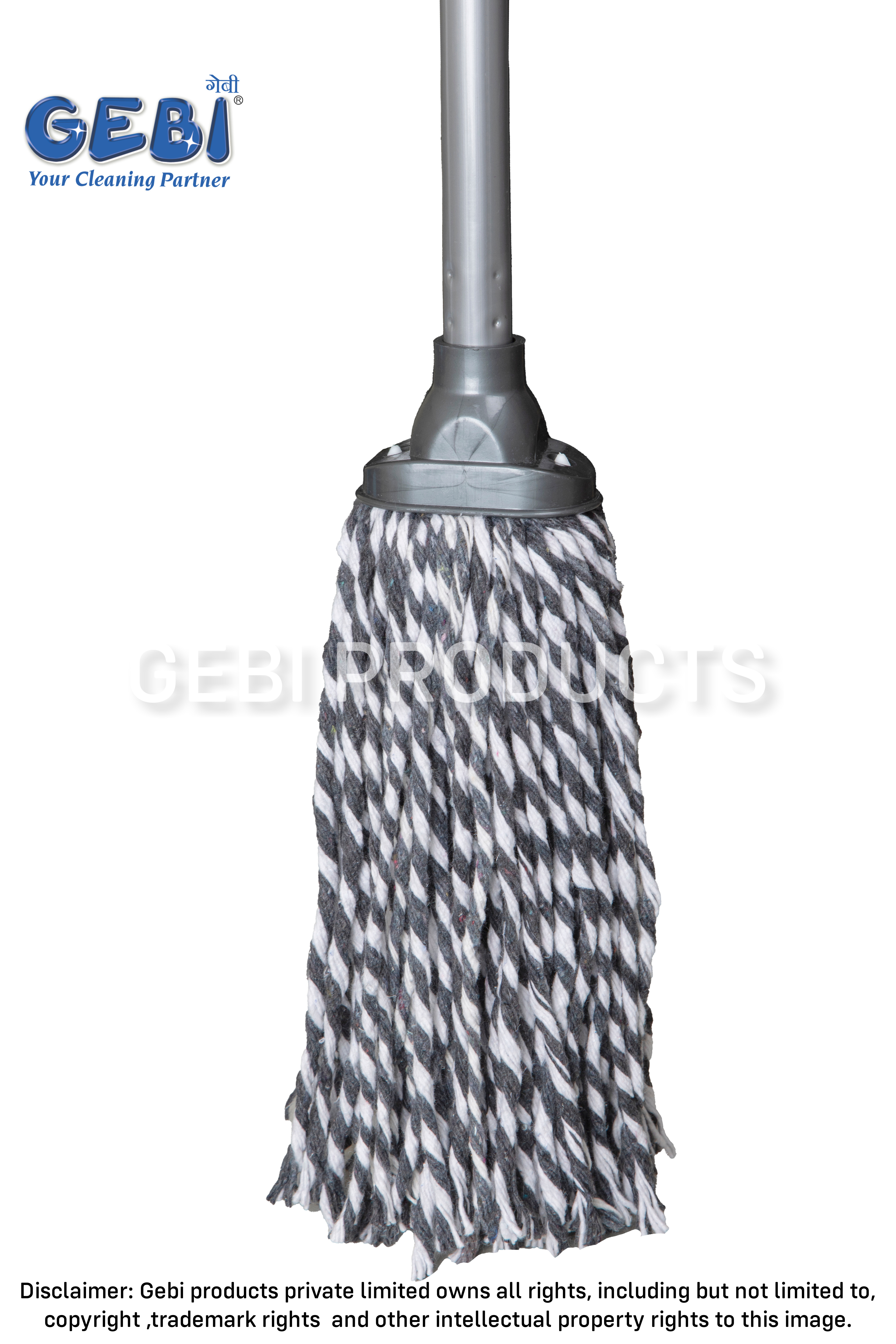 Superior Cotton Round Mop 350 Floor Mop - Pp Virgin Material With Cotton Thread | High Water Absorption Adjustable Knob Ergonomic Handles For Comfortable Cleaning