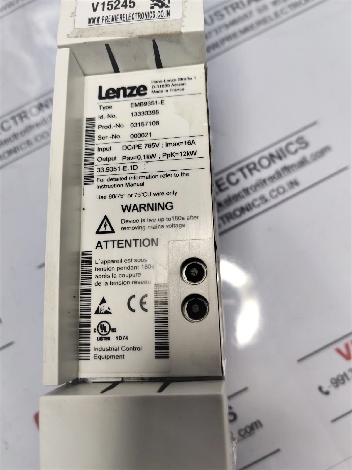 Lenze Breaking Unit Emb9351-e 1kw415volt - Application: Industrial