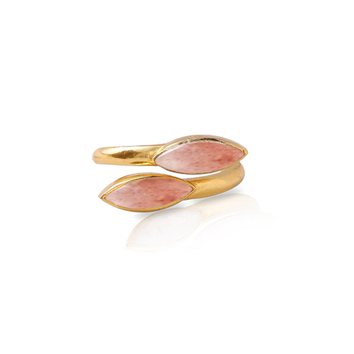 Strawberry Quartz Ring - 6x8mm Marquise Shape Gold Vermeil & Sterling Silver Bezel Setting Customizable Gemstone Styles