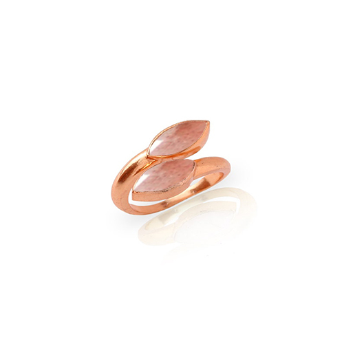 Strawberry Quartz Ring - 6x8mm Marquise Shape Gold Vermeil & Sterling Silver Bezel Setting Customizable Gemstone Styles