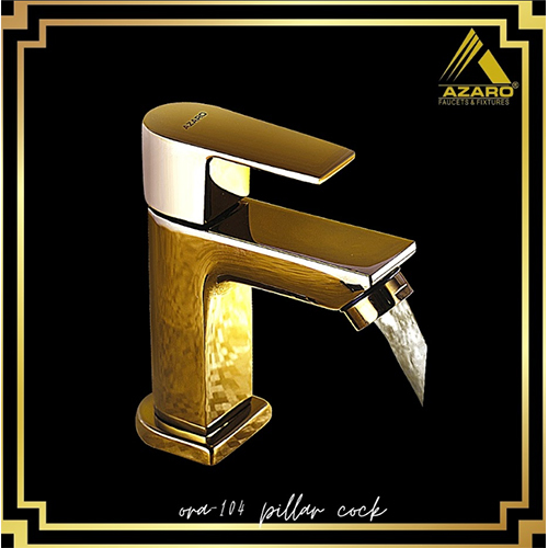 Single Lever Wall Mixture Pillar Cock - Brass, 15-20mm Size | Glossy Golden Finish, Premium Quality Design