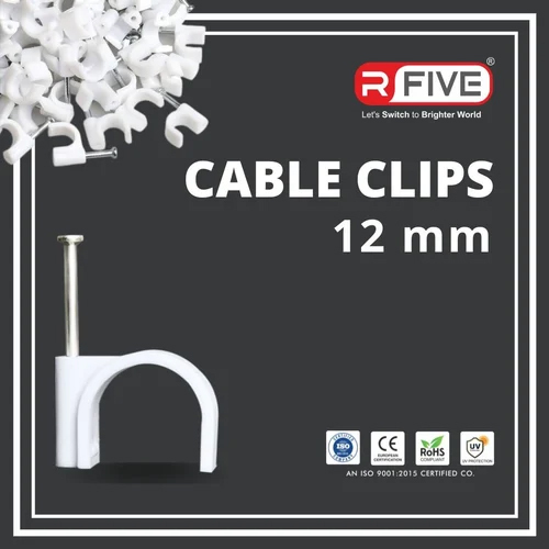 12 mm Cable Clips - Stainless Steel & Plastic , 4-10mm Size, White Color | Ideal for Industrial & Commercial Usage
