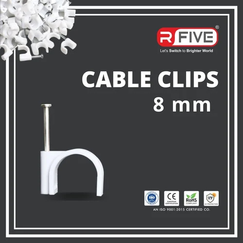 8 Mm Cable Clip - Stainless Steel & Plastic, 8mm U-shaped Design, White Color, Suitable For Industrial & Commercial Use