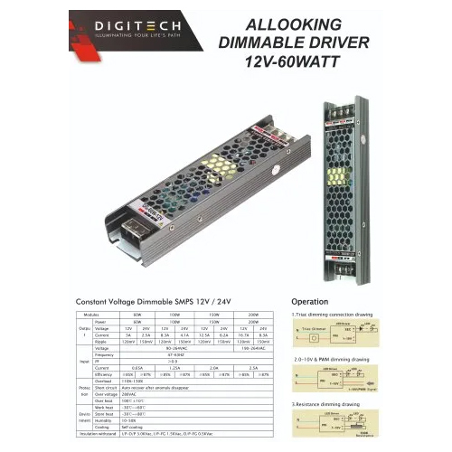 Allooking Dimmable Driver - Gray, 50-60hz Frequency | Industrial Application, 1-year Warranty