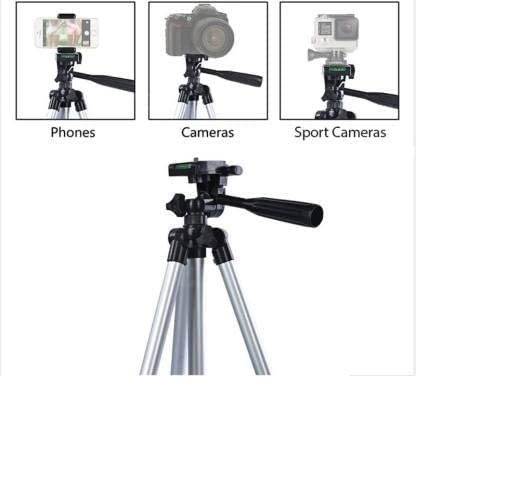 Tripod 3110 Stand With 3-way Head Tripod 3110 With Mobile Phone Holder Mount Tripod Kit (Silver)