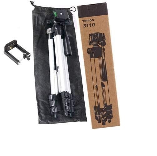 Tripod 3110 Stand With 3-way Head Tripod 3110 With Mobile Phone Holder Mount Tripod Kit (Silver)