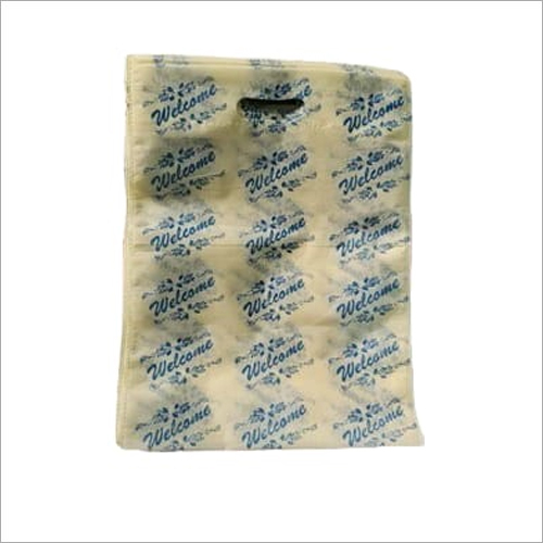 Welcome Print D Cut Bag - Durable Fabric, Medium Size | Stylish Handle Design, Ideal for Eco-Friendly Shopping Needs