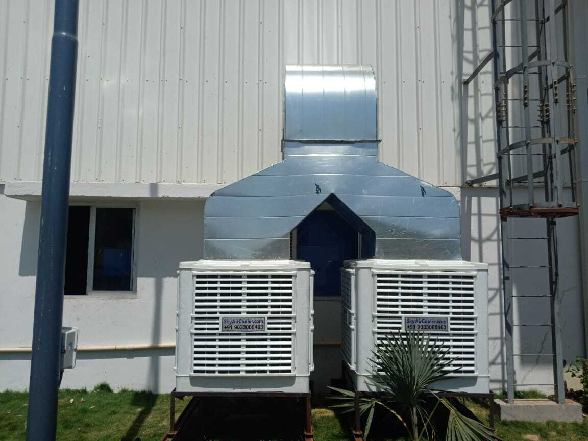 Venus Industrial Ductable Air Cooler - 3kw Power, 30000 Cmh Air Flow, 3000 Sqft Cooling Area, Axial 4-blade Fan, 45l Water Tank, Energy Efficient Design, White/grey Color, Wall Mounted, 69 Db Noise Level