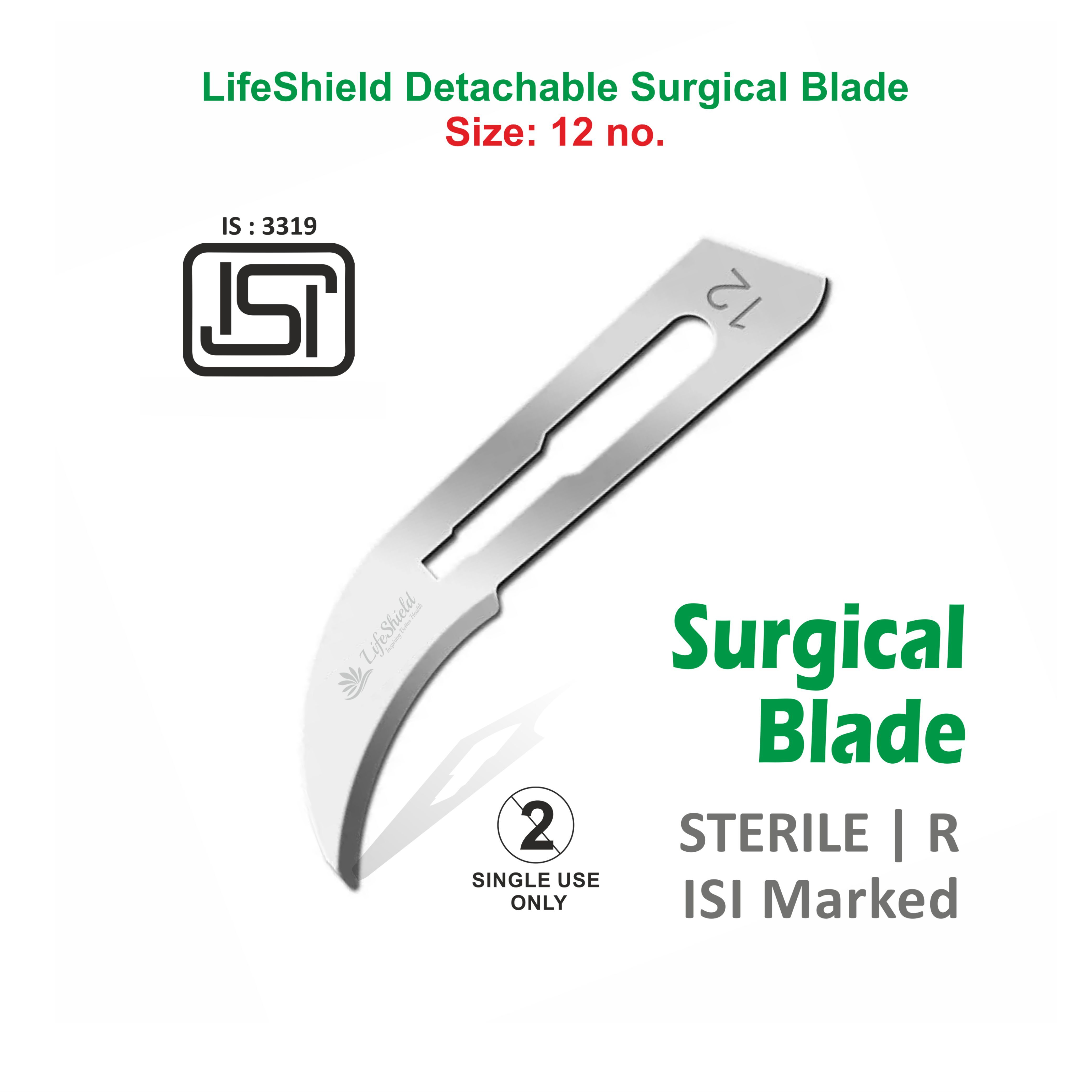 Lifeshield Surgical Blade - Stainless Steel Blade No. 22 Curved Cutting Edge | Manual Operation Sterilized For Reconstruction Surgery