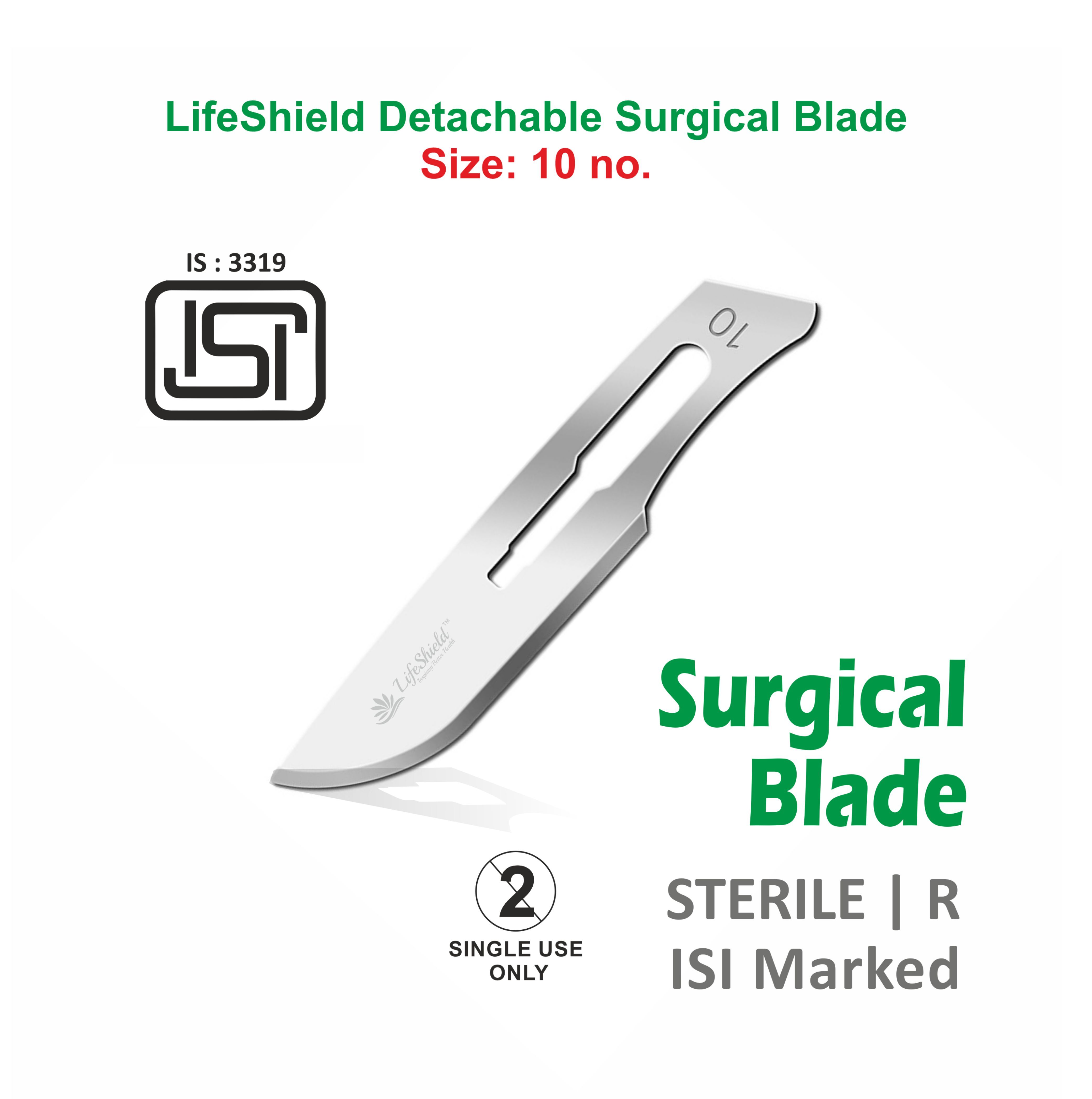 Lifeshield Surgical Blade - Stainless Steel Blade No. 22 Curved Cutting Edge | Manual Operation Sterilized For Reconstruction Surgery