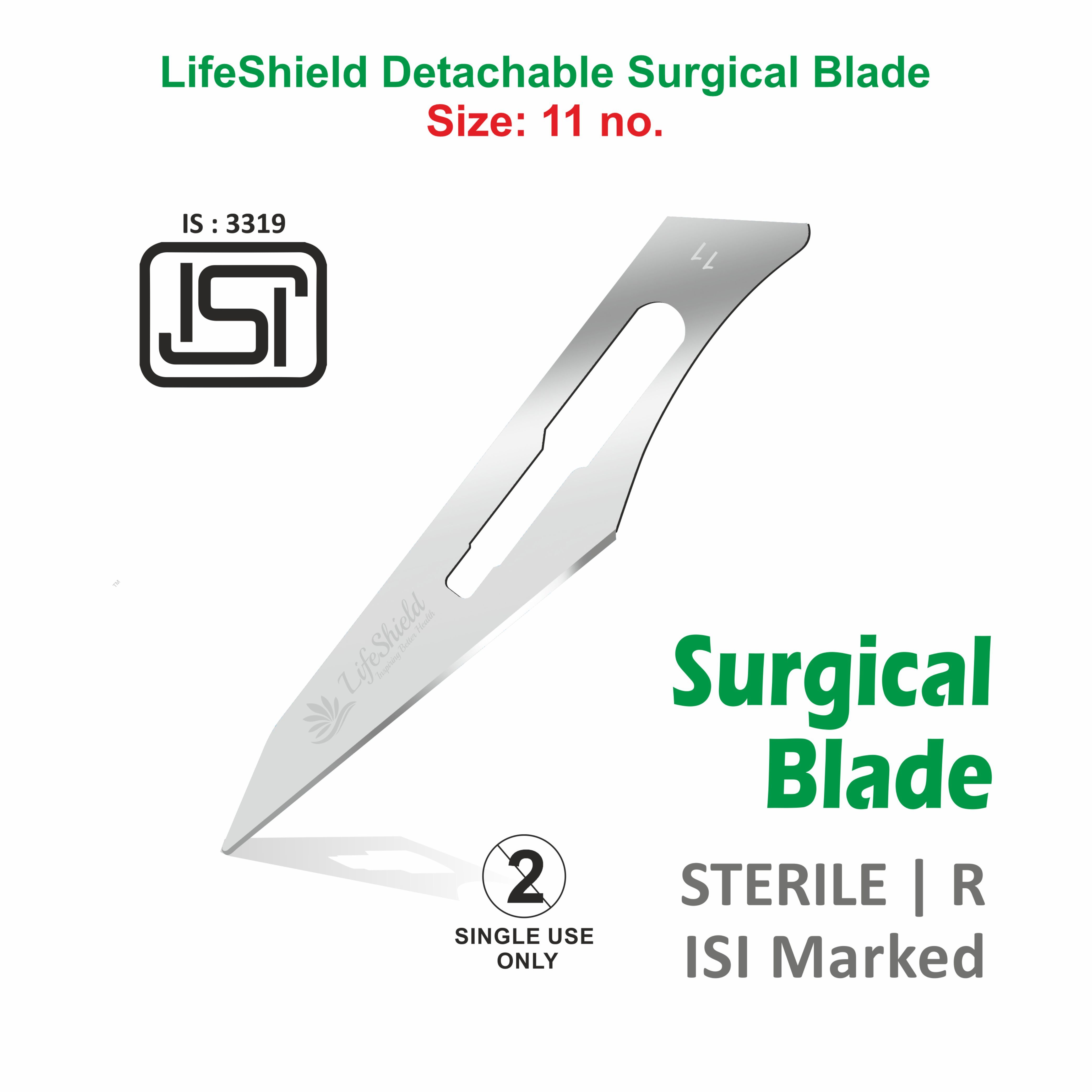 Lifeshield Surgical Blade - Stainless Steel Blade No. 22 Curved Cutting Edge | Manual Operation Sterilized For Reconstruction Surgery