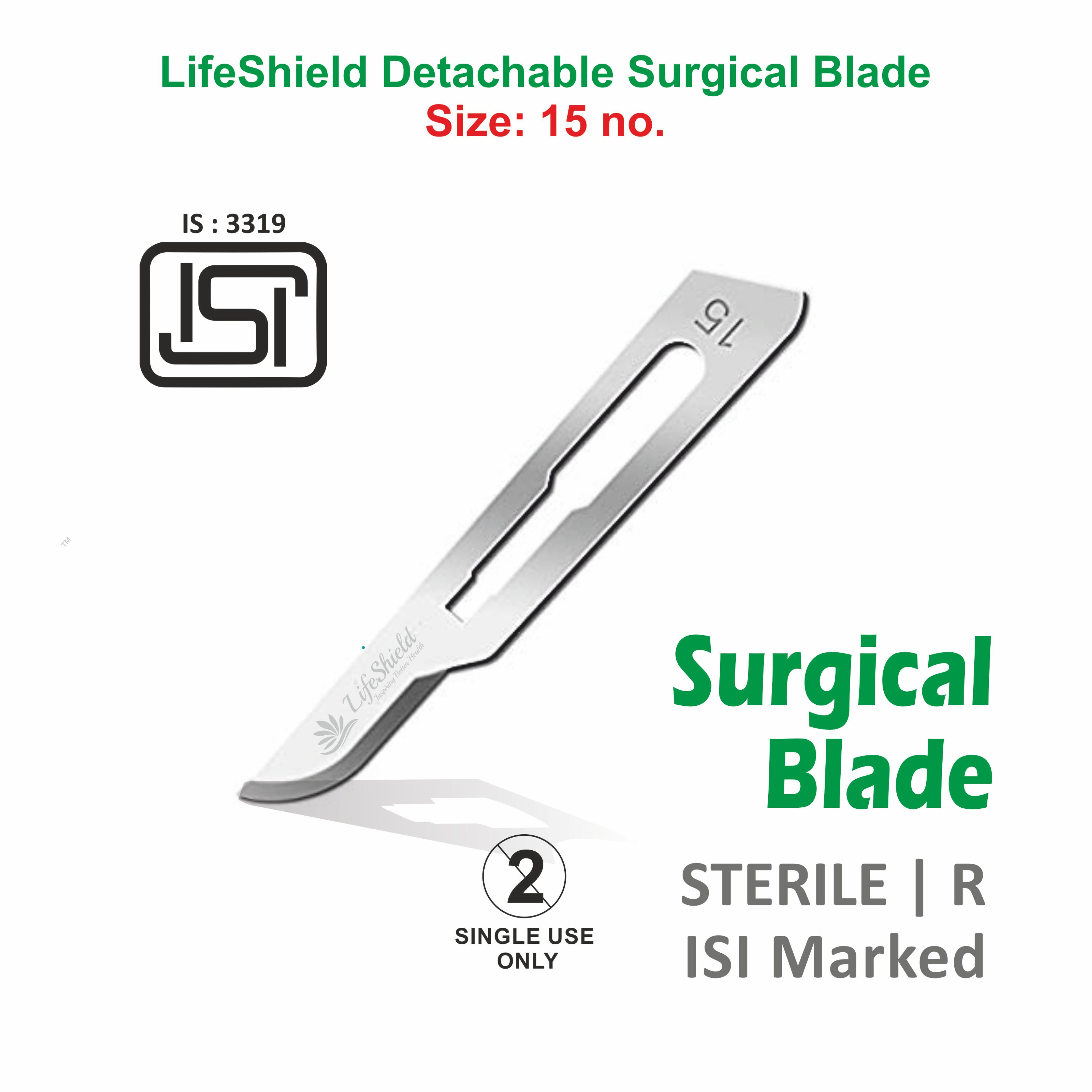 Lifeshield Surgical Blade - Stainless Steel Blade No. 22 Curved Cutting Edge | Manual Operation Sterilized For Reconstruction Surgery