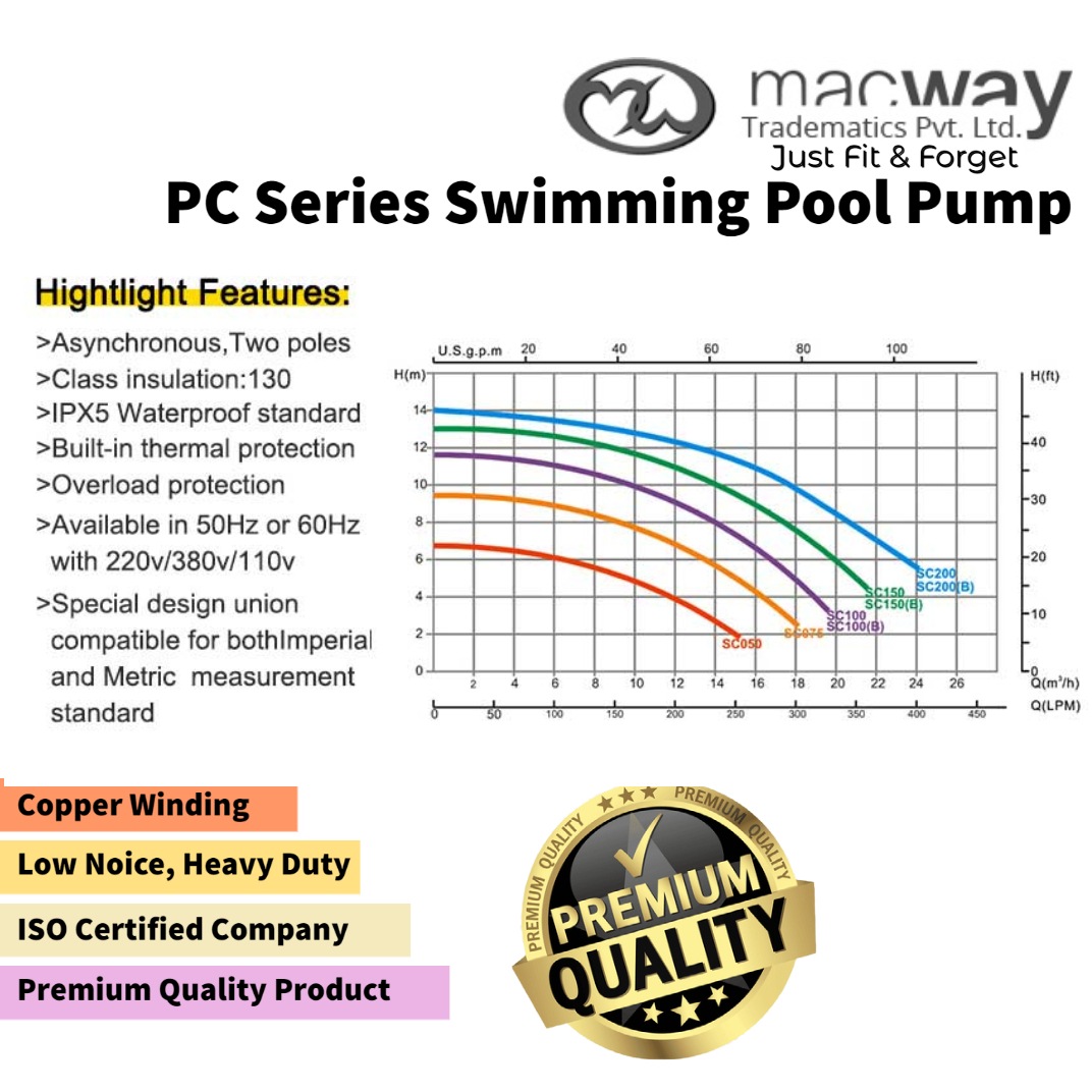 Swimming Pool Motor Pumps - Color: Black