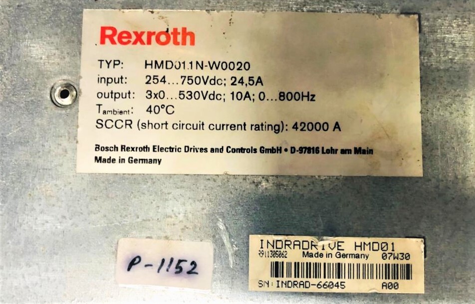 Servo Drive Rexroth 10amp 500volt Dc Hmd01.1n-w0020 - Application: Industrial