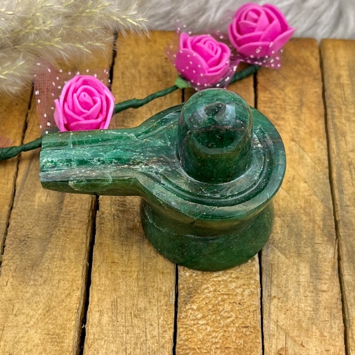 Easy To Clean Green Jade Shivling For Home Decoration