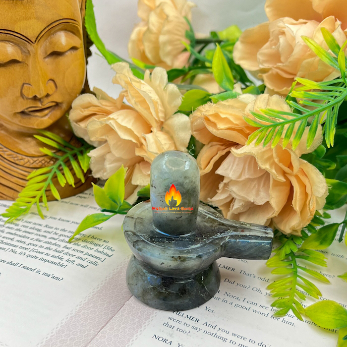 Sky Blue Labradorite Shivling For Home Decoration