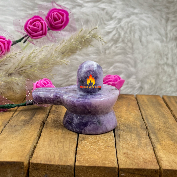 Lapidolite Shivling - 3 To 3.5 Inch Handmade Polished Gemstone, Purple Color | Durable, Easy To Clean, Uv Resistant, Water Resistant, Ideal For Home Decoration And Healing Meditation