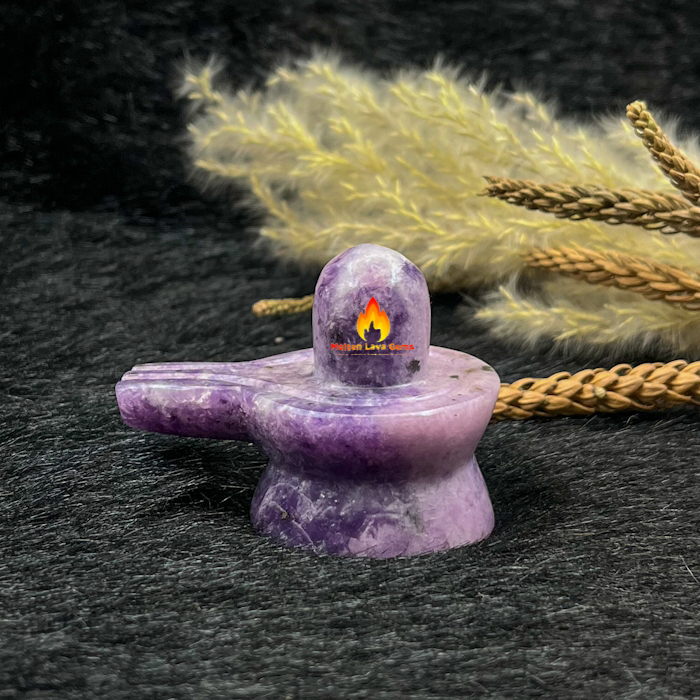 Lapidolite Shivling - 3 To 3.5 Inch Handmade Polished Gemstone, Purple Color | Durable, Easy To Clean, Uv Resistant, Water Resistant, Ideal For Home Decoration And Healing Meditation