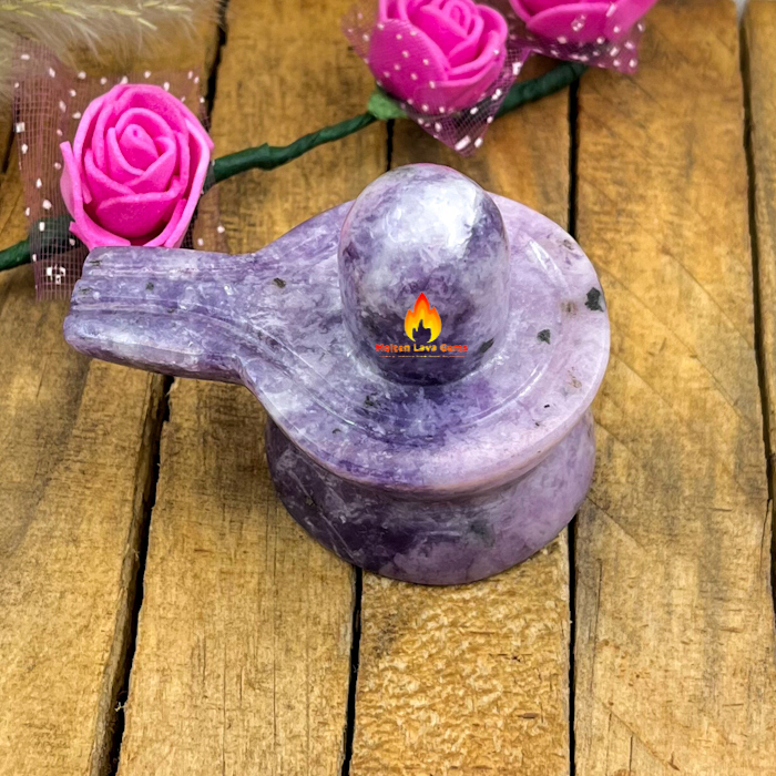 Lapidolite Shivling - 3 To 3.5 Inch Handmade Polished Gemstone, Purple Color | Durable, Easy To Clean, Uv Resistant, Water Resistant, Ideal For Home Decoration And Healing Meditation