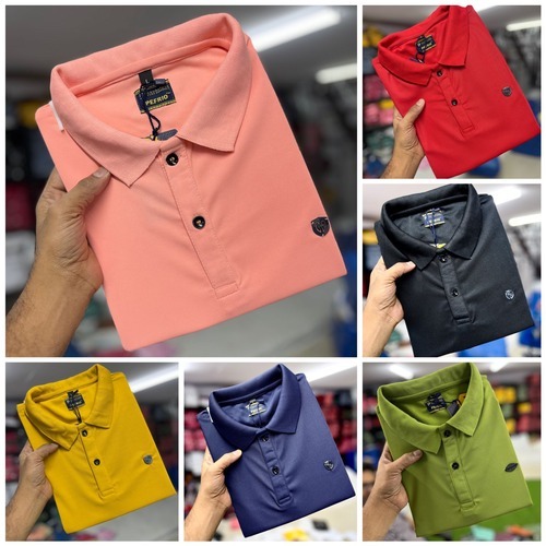 Mens T-shirt - Lycra, M L Xl Xxl | Red Solid Color, Short Sleeves, Polo Collar, Ideal For Casual And Business Casual Wear
