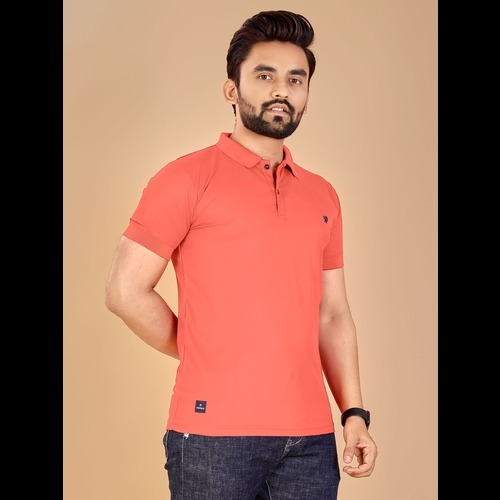 Mens T-shirt - Lycra, M L Xl Xxl | Red Solid Color, Short Sleeves, Polo Collar, Ideal For Casual And Business Casual Wear