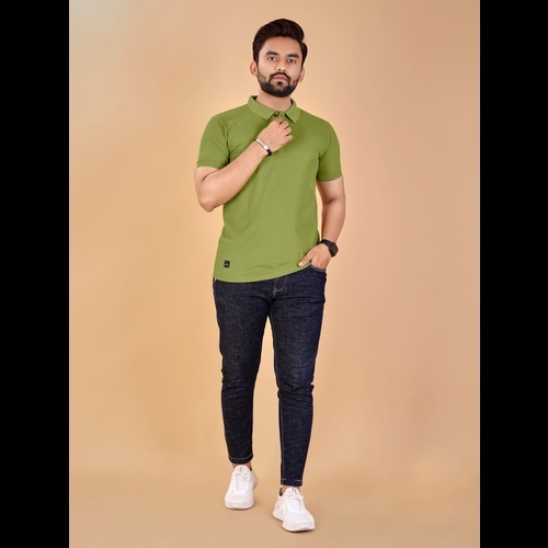 Mens T-shirt - Lycra, M L Xl Xxl | Red Solid Color, Short Sleeves, Polo Collar, Ideal For Casual And Business Casual Wear
