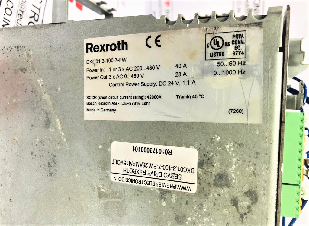 Servo Drive Rexroth 28amp 415v Dkc01.3-100-7-fw