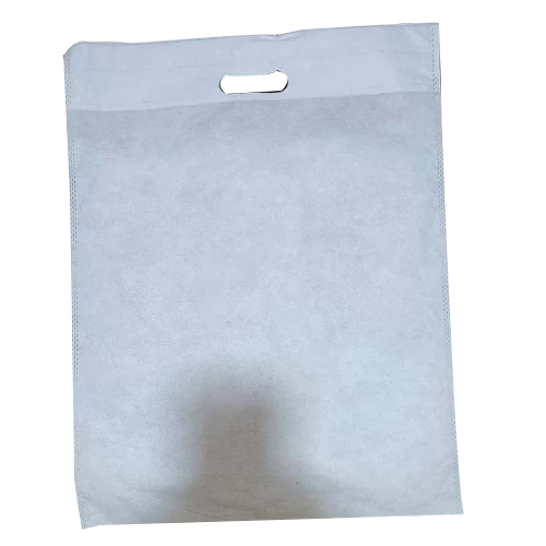 D Cut Plain Non Woven Bag - Eco-Friendly Material, 16x10 Inches, With Handle - Ideal for Shopping, Embossed Surface for Custom Branding