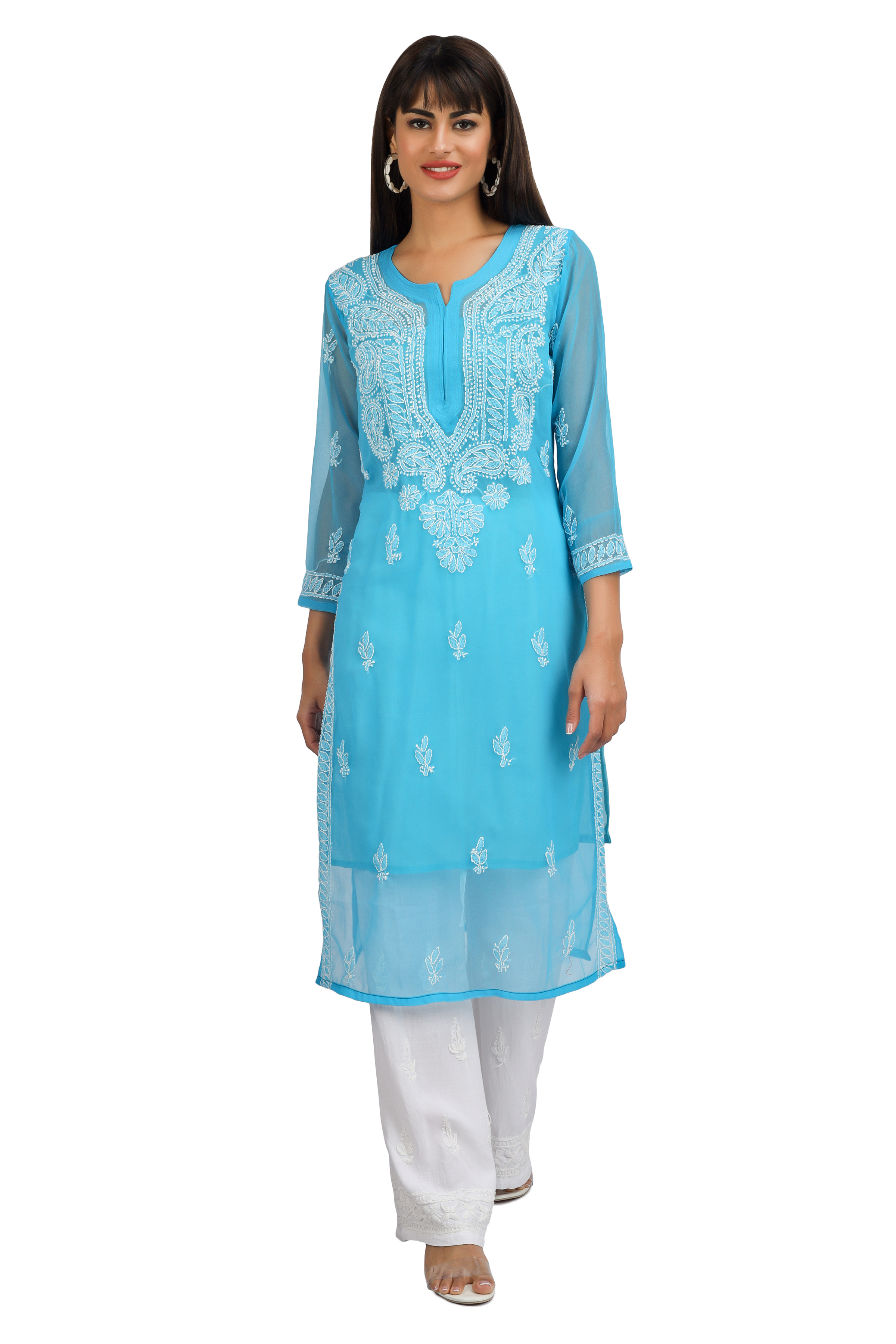 Gaal Boti Chikankari Kurti