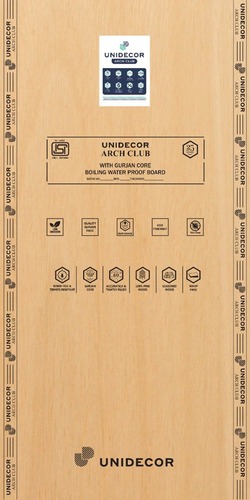 गुर्जन कोर के साथ यूनिडेकोर आर्क क्लब 100% कैलिब्रेटेड प्लाइवुड कोर सामग्री: हारवुड