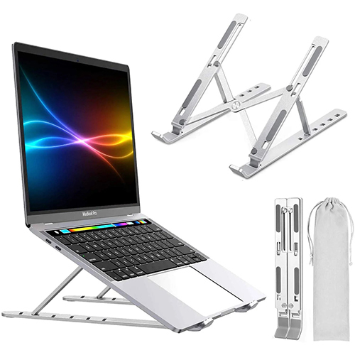 CLAW Portable Laptop Stand - Aluminium, Silver | 1 Year Warranty, Portable Design