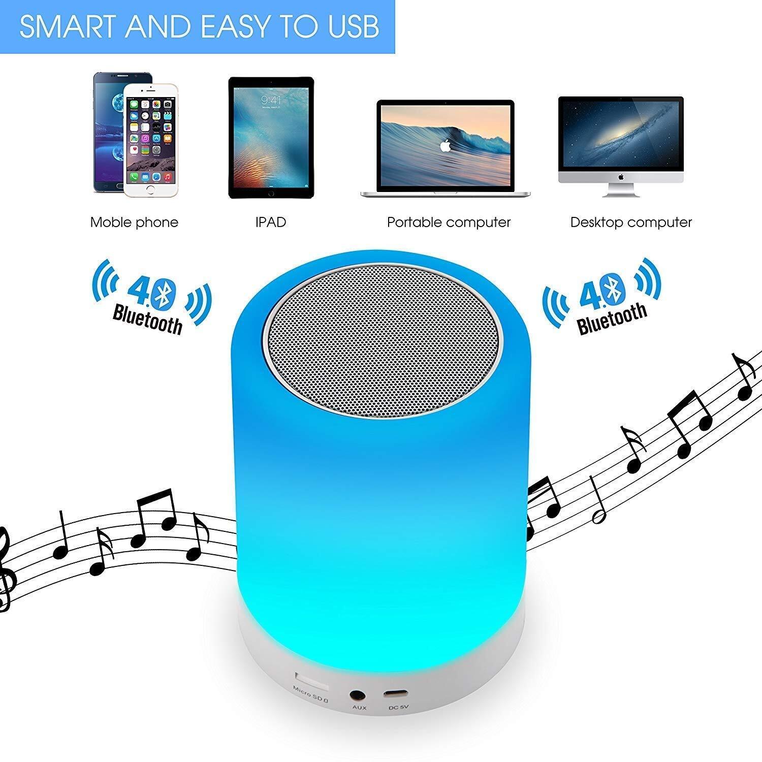 Led Touch Lamp Portable Bluetooth Speaker Wireles Speaker Light Usb Rechargeable Portable With Tws