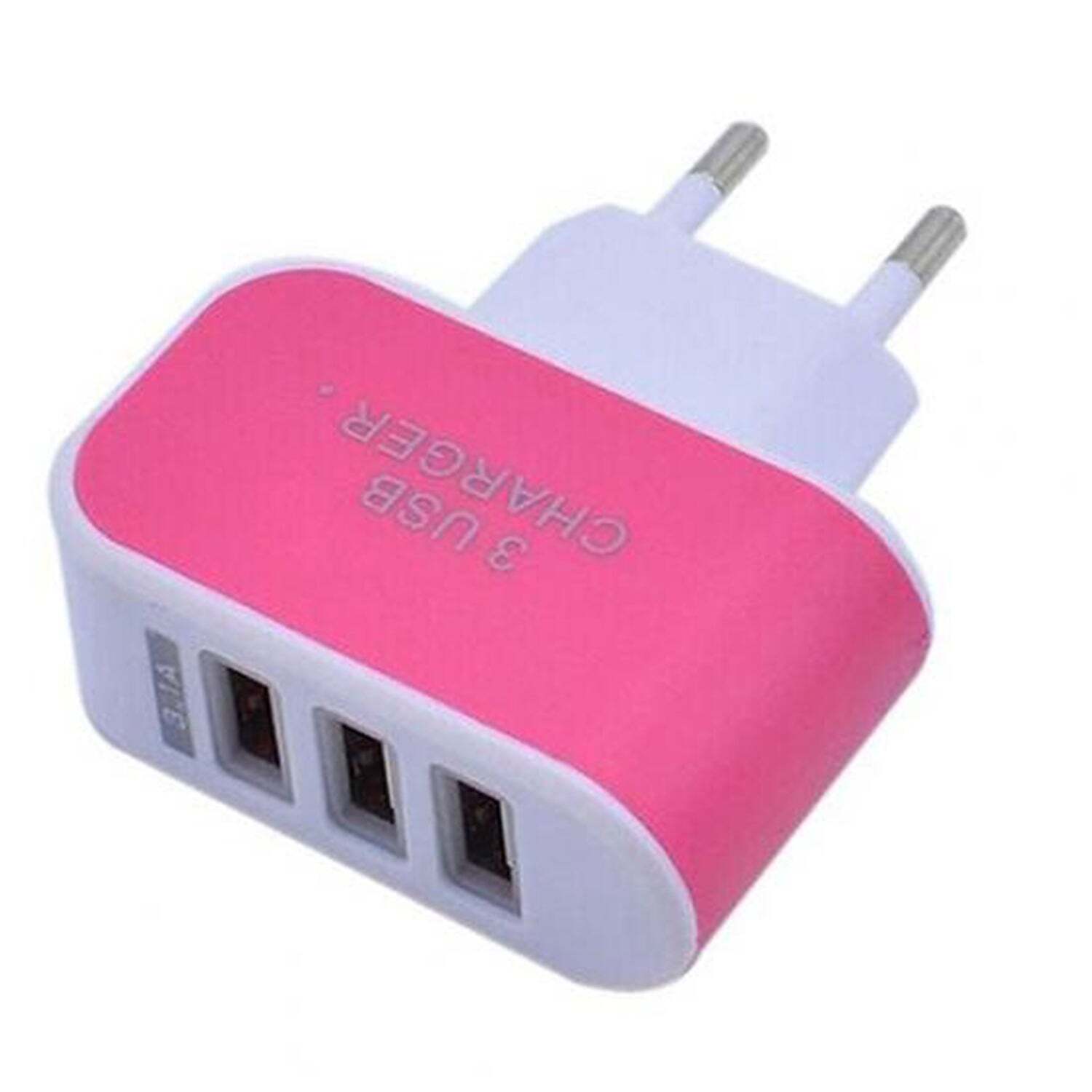 Triple Usb 3 Port Wall Ac Adapter Charger For Mobile Phone (1pc Only) (1705) - Plastic Body, Multi/assorted Color | Triple Usb 3 Port Design