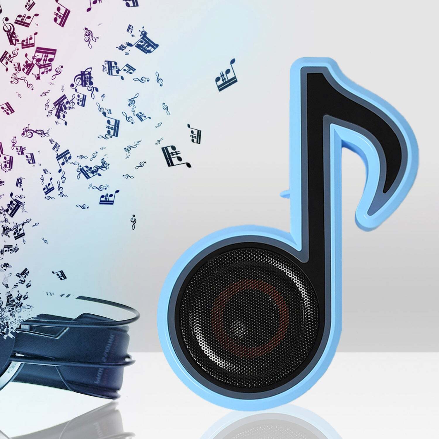Mini Portable Music Note Shape Speaker Subwoofer Colorful Musical Note Led Lighting Sound For Creatives Gift Computer Phone Sound Equipment (6068) - Plastic, Multi/assorted Color | Mini Subwoofer With Led Lighting For Enhanced Music Experience