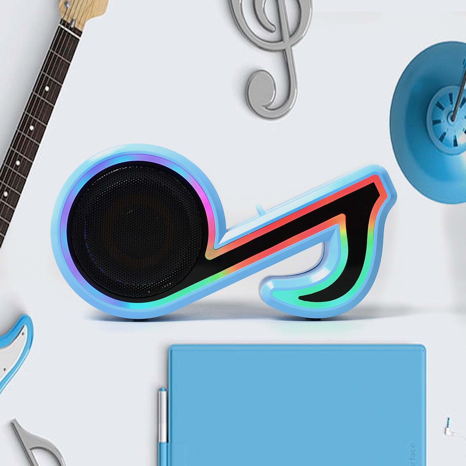 Mini Portable Music Note Shape Speaker Subwoofer Colorful Musical Note Led Lighting Sound For Creatives Gift Computer Phone Sound Equipment (6068) - Plastic, Multi/assorted Color | Mini Subwoofer With Led Lighting For Enhanced Music Experience