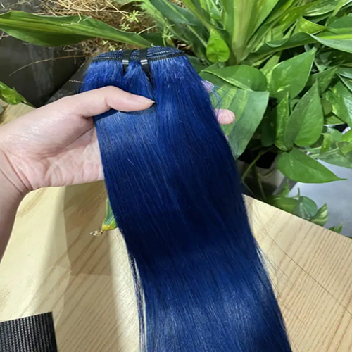 Indian 100% Bone Straight Blue Color Weft Remy Vietnamese Human Hair