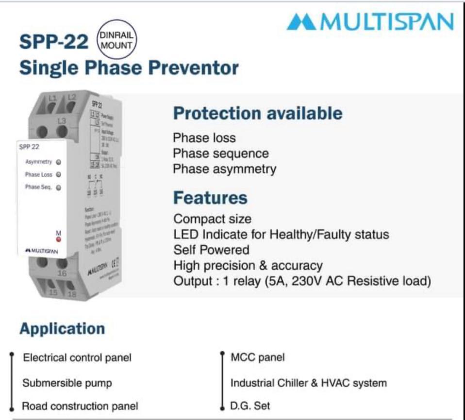 Spp-22 Multispan - Plastic, 90x22.5x67.5 Mm, White | 220v Voltage Range, 1 Year Warranty, Ideal For Single Phase Applications