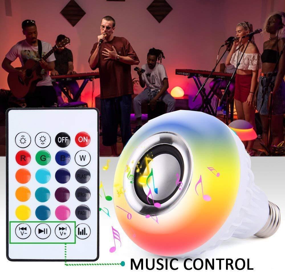 3 In 1 Led Bulb With Bluetooth Speaker Music Light Bulb With Remote Control For Home Bedroom Living Room Party Decoration Holder(pack Of 1)