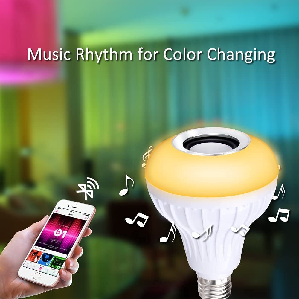 3 In 1 Led Bulb With Bluetooth Speaker Music Light Bulb With Remote Control For Home Bedroom Living Room Party Decoration Holder(pack Of 1)