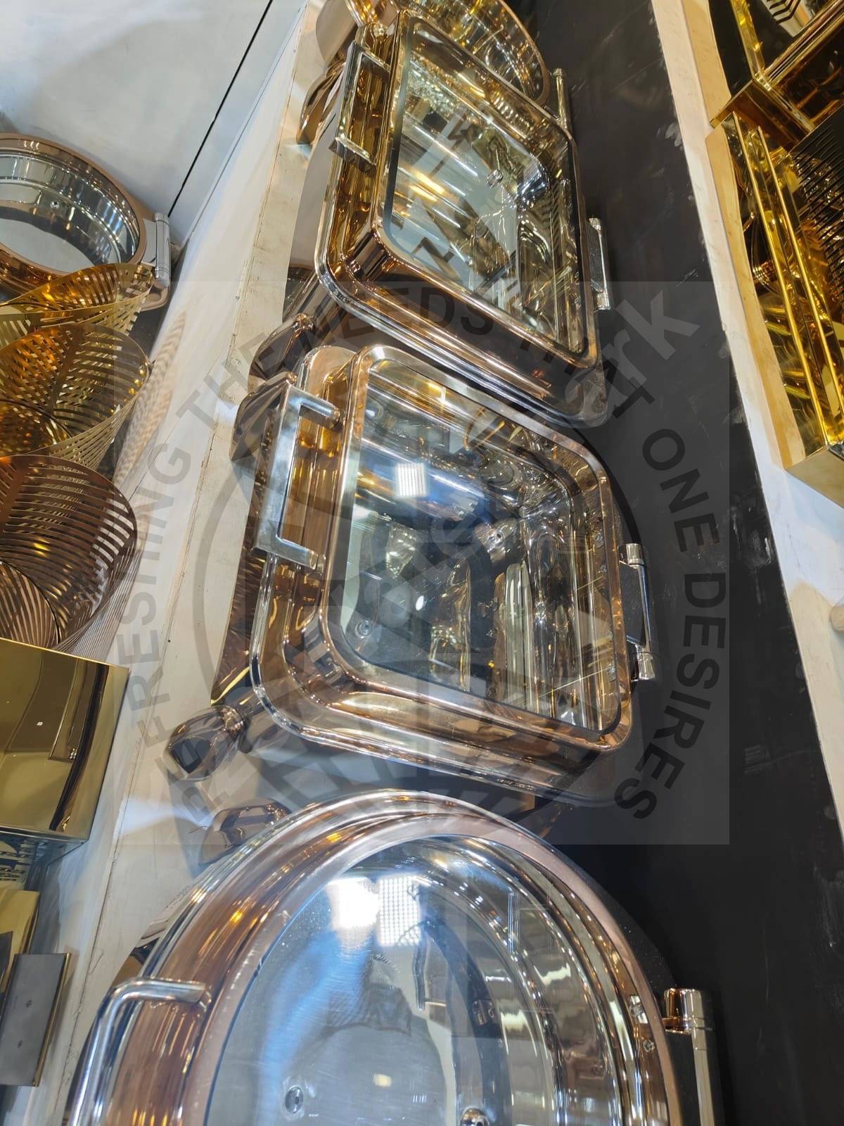 Golden Stainless Steel Rose Gold Chafing Dish Buffet Set Restaurant Serving Food Warmer Dishes