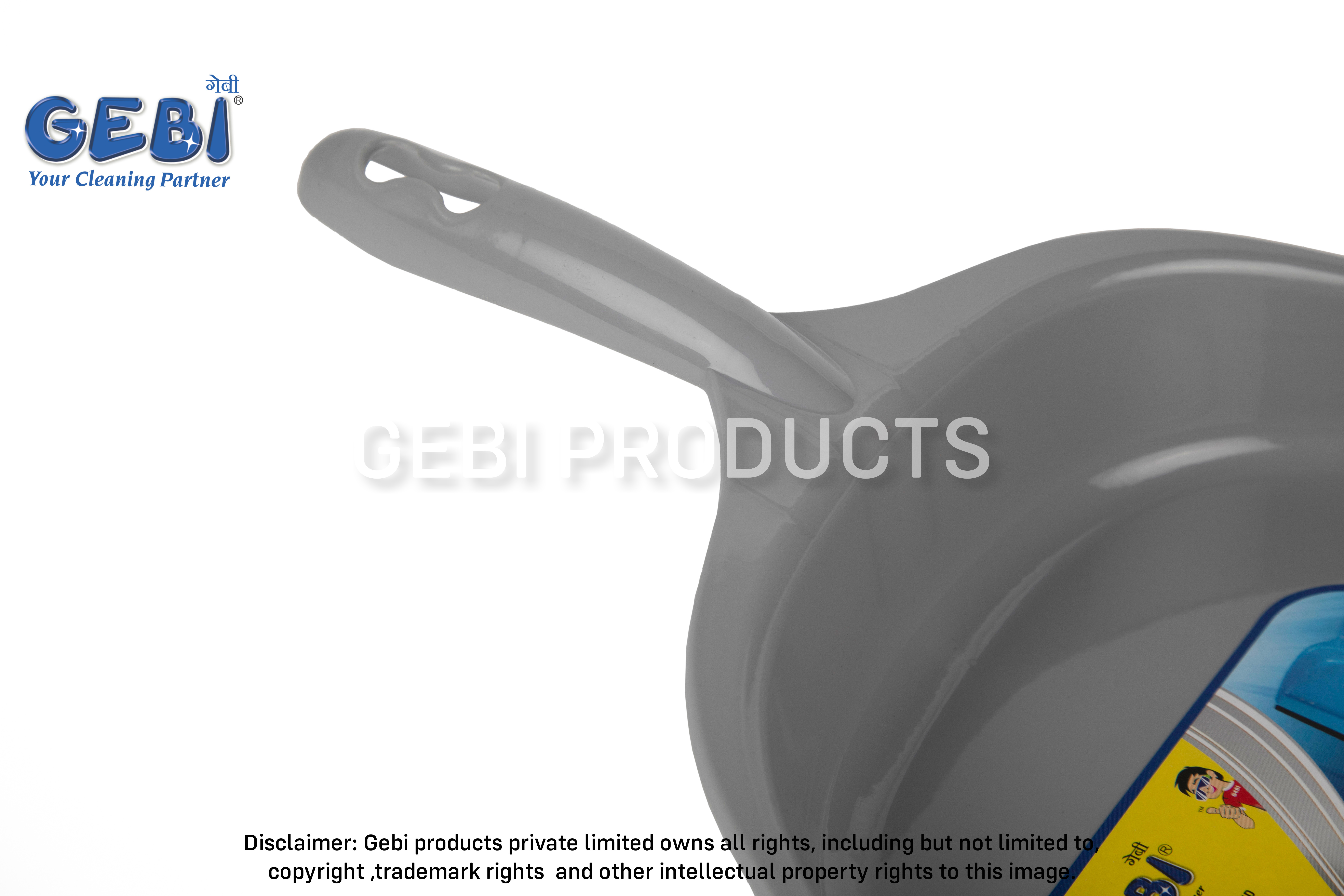 Gebi Dolphin Dustpan - Pp Virgin Plastic Material, Broad Base Design | High-quality Rubber Strip, Comfortable Grip, Hanging Provision